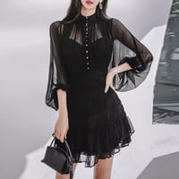 high neck see-through onepiece