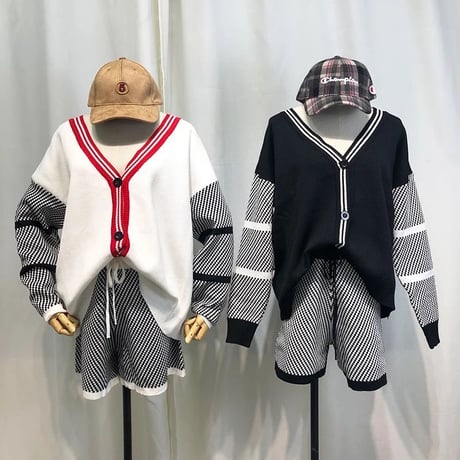 カーディガン ニットセットアップ