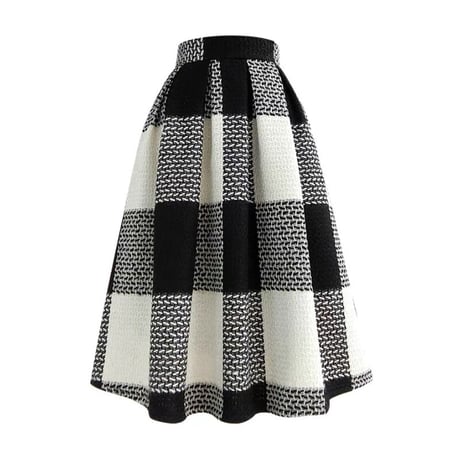 tweed check  skirt