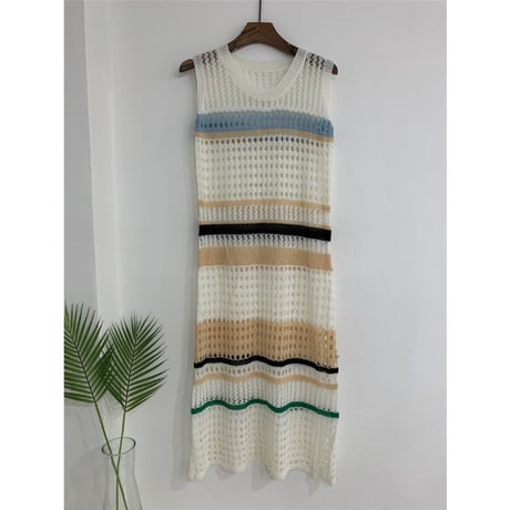 multicolor knit onepiece