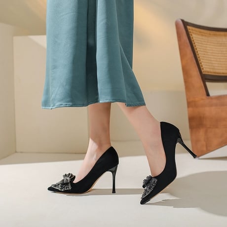 【選べるヒール】ribbon pumps 9cm