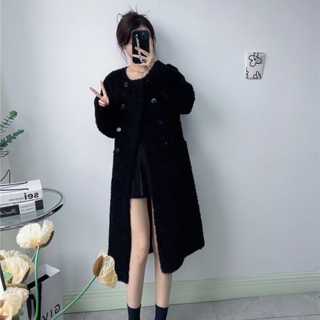 【ウール】boa u-neck long coat