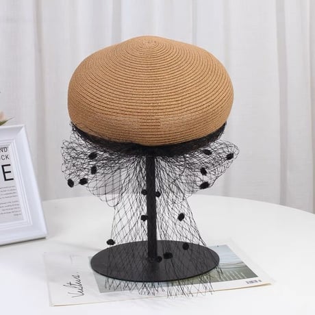 tulle straw casquette