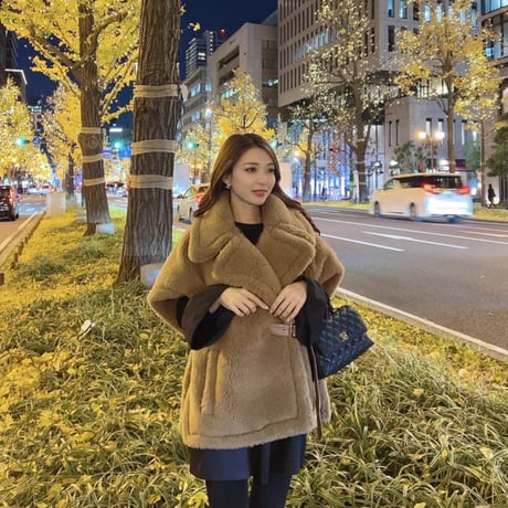 ベルト付き poncho coat