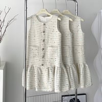 sleeveless tweed onepiece
