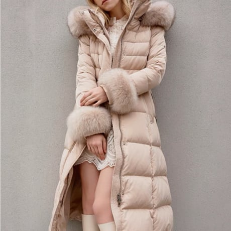 fox fur long down coat