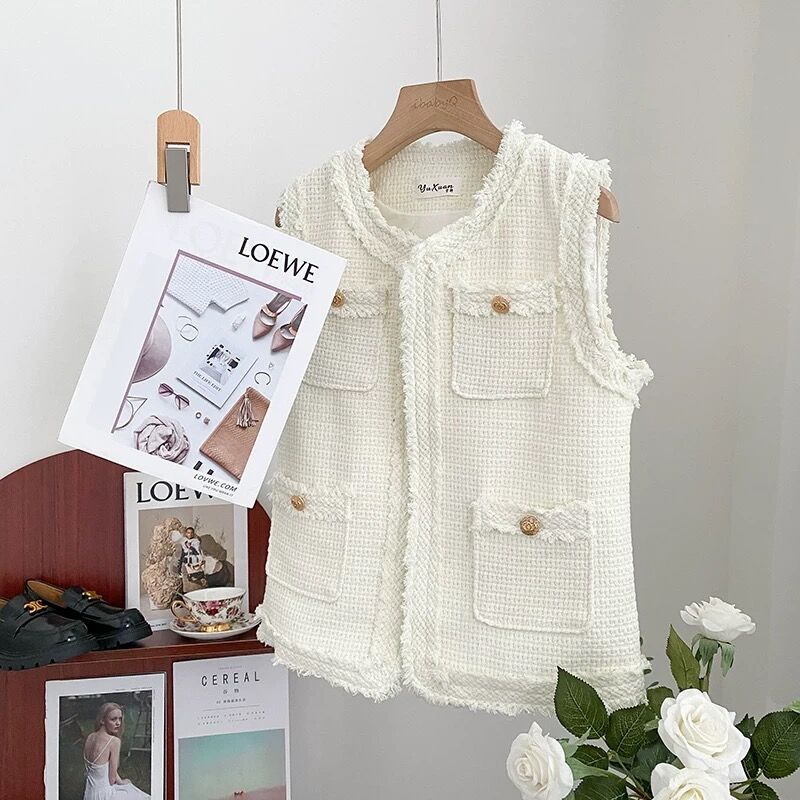 トップス Fringe tweed vest laubeblanc 再入荷】Fringe tweed vest – L'AUBE BLANC