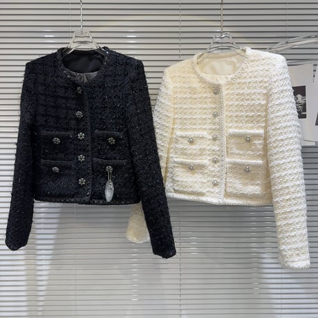 bijou button tweed jacket
