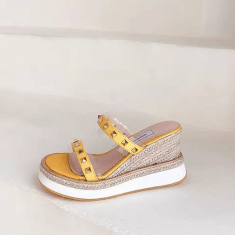 Genuine leather studs sandals