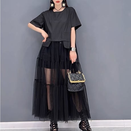 tulle patchwork t-shirt