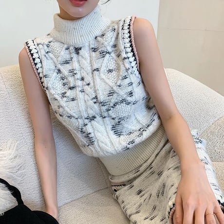 【即納あり】sleeveless knit setup