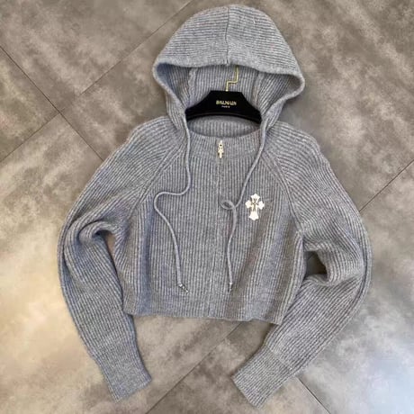 cross design short knit parker