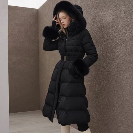 fox fur long down coat