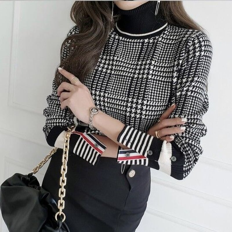 チェック柄 タートルネックニット | BrillantSelect Store