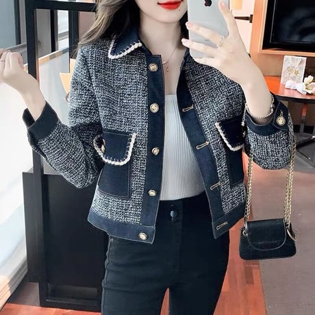 襟付き tweed jacket