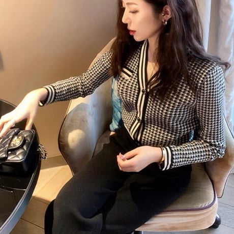千鳥格子 knit setup