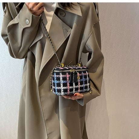 flower point colorful check bag