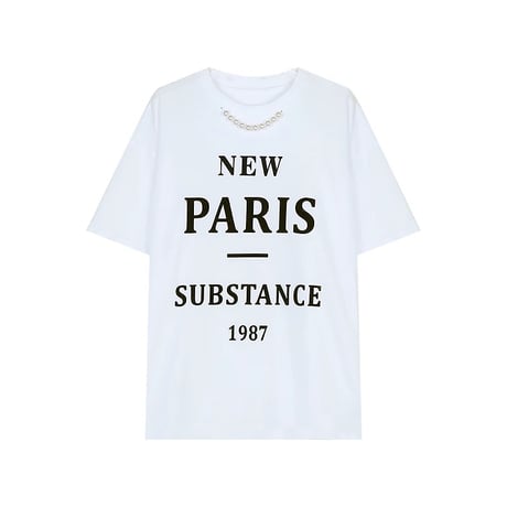 neck pearl logo t-shirt