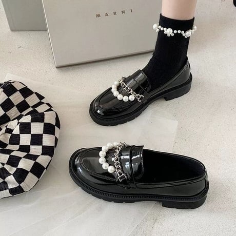 fake pearl loafers