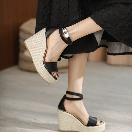 buckle wedge sandal