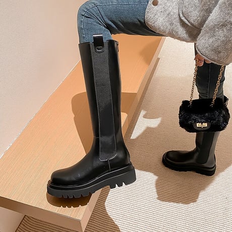 【高品質】【牛革】side goa long boots 8cm