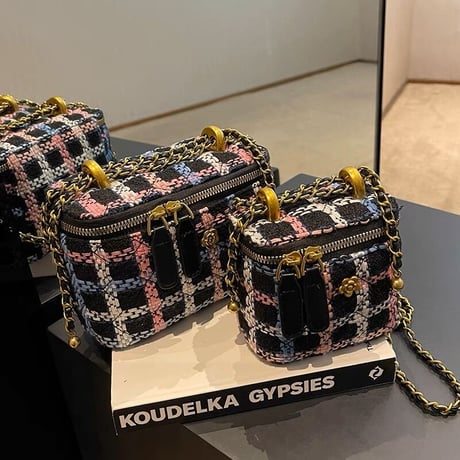 flower point colorful check bag