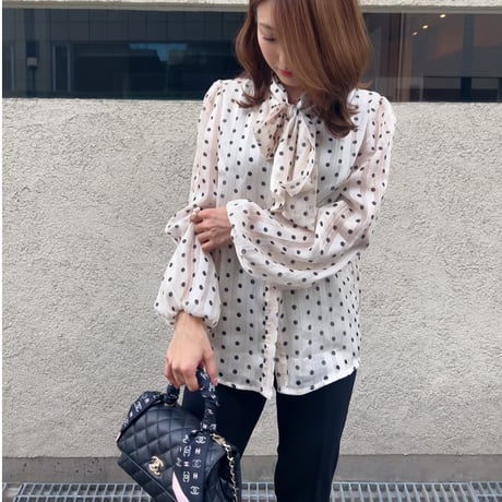 ribbon dot blouse