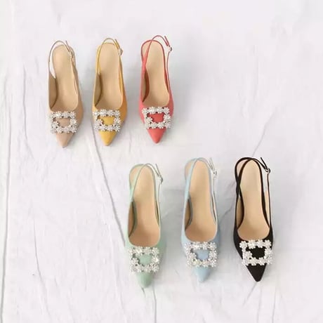ビジュー付パンプス　8cm