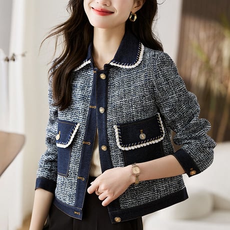 襟付き tweed jacket