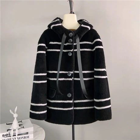 【ウール】border short coat