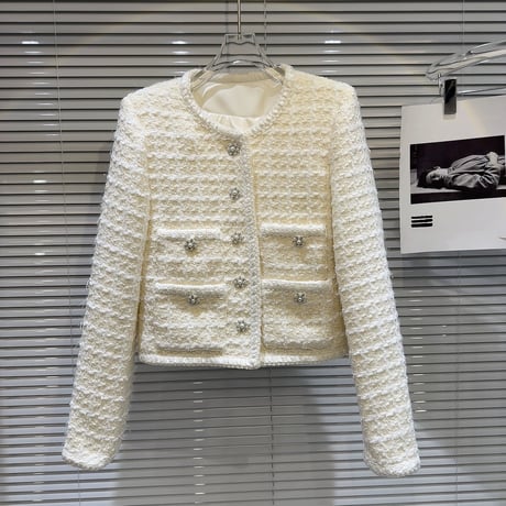bijou button tweed jacket