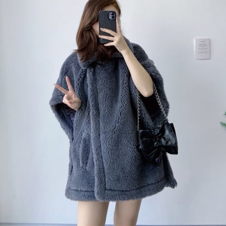 ウール poncho coat