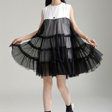 bi-color tulle t-shirt