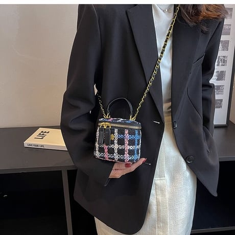 flower point colorful check bag