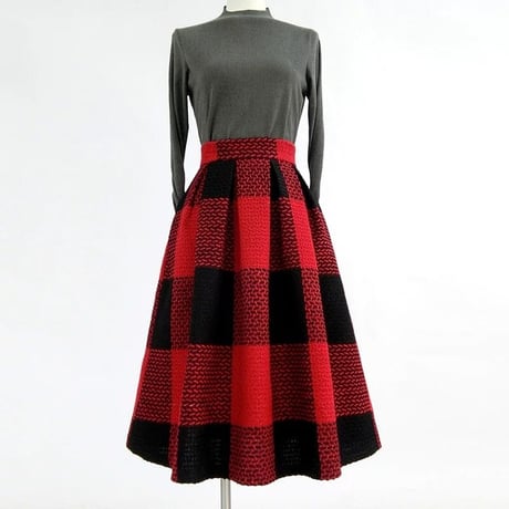 tweed check  skirt