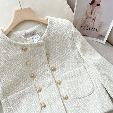 gold button tweed jacket