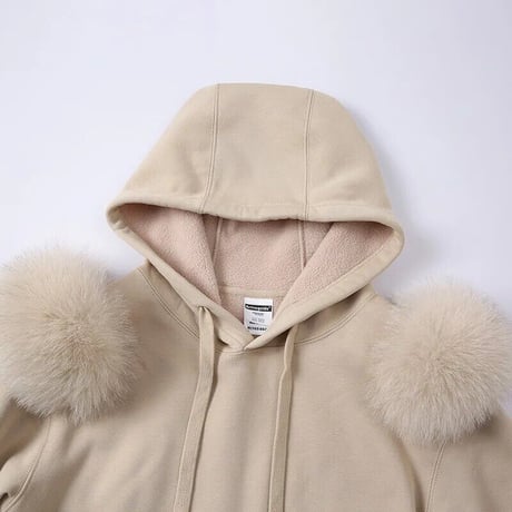 fox fur patchwork parker
