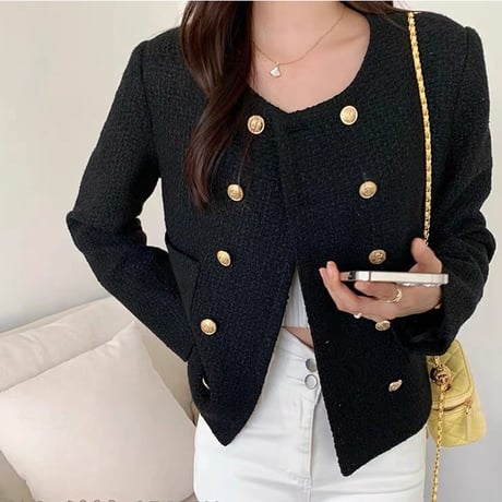 gold button tweed jacket
