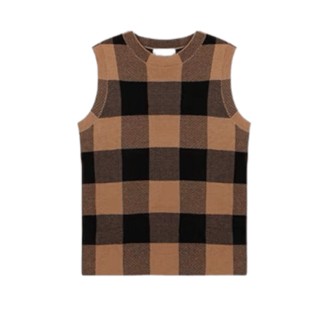 check sleeveless knit