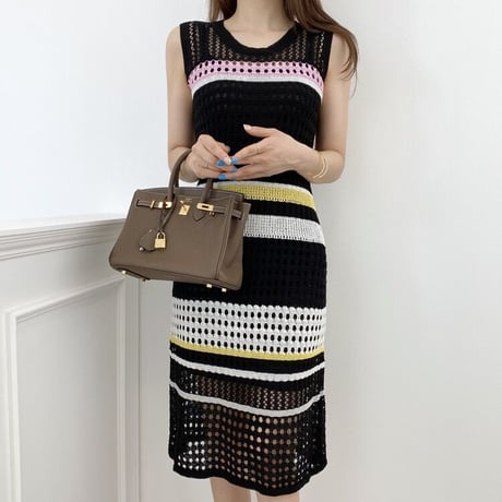 multicolor knit onepiece