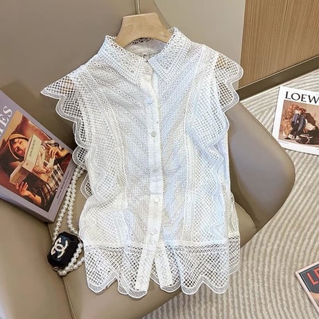 sleeveless lace blouse