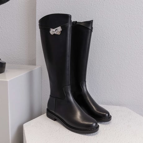 【本革】buckle long boots