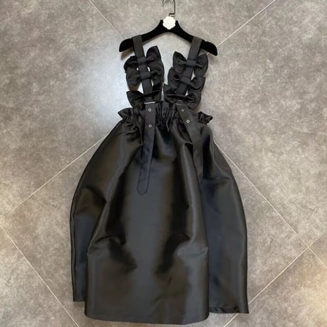 リボンパッチワークサスペンダー スカート