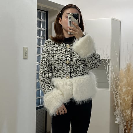 eco fur  tweed jacket