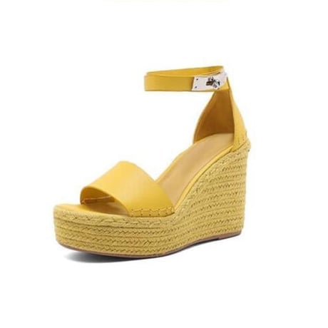 buckle wedge sandal