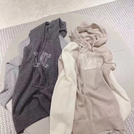 logo knit hoodie