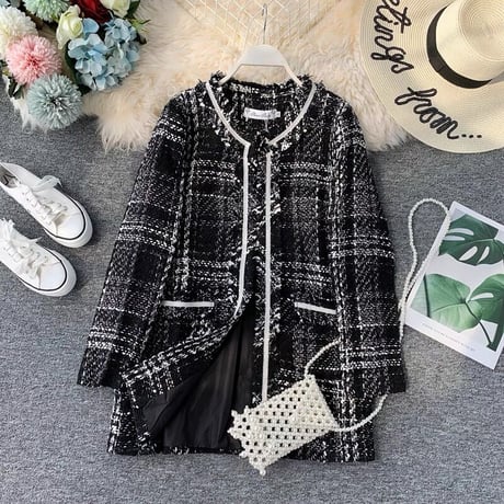 【即納あり】tweed long jacket