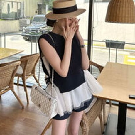 tulle 切り替え knit