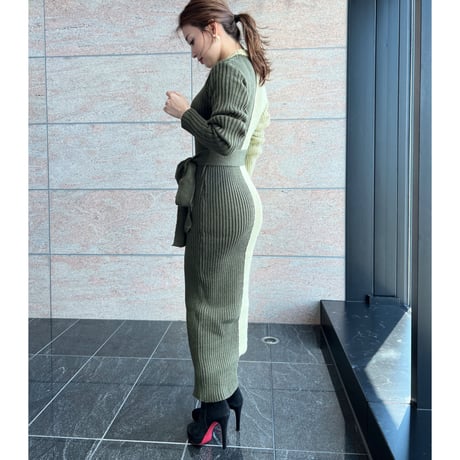 【即納】green  knit onepiece