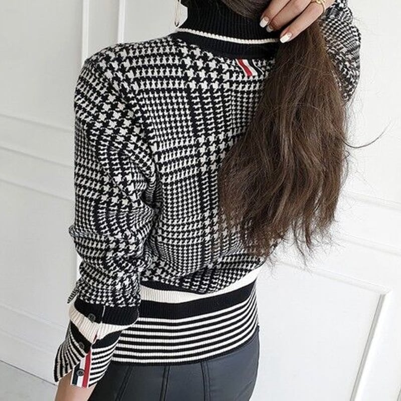バーバリーロンドン　 チェック柄 ハイネック 半袖ラメ ニット 黒 nui様美品☆BURBERRY LONDON バーバリー チェック柄 半袖ニット